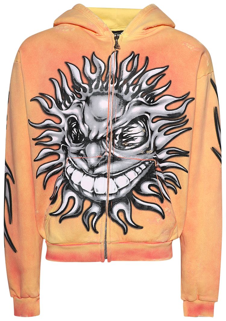 Hellstar Sun Zip Up Hoodie Orange