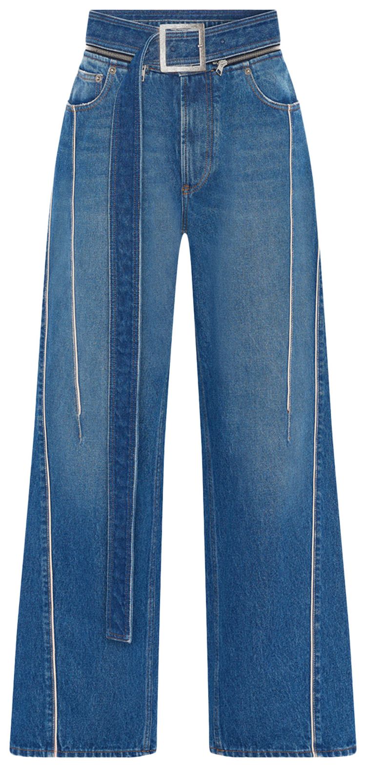 Jean Paul Gaultier Belted Denim Jeans Vintage Blue