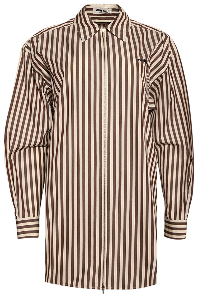 Miu Miu Striped Poplin Shirt AvorioCacao