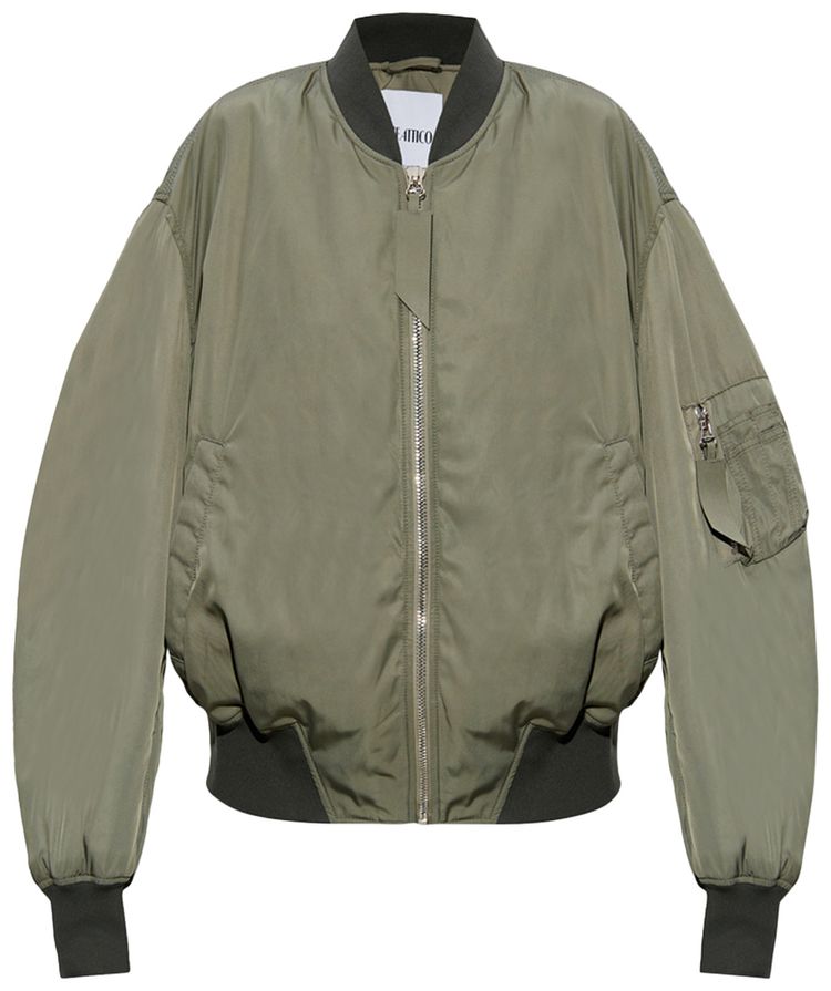 The Attico Nylon Bomber Jacket Military Green
