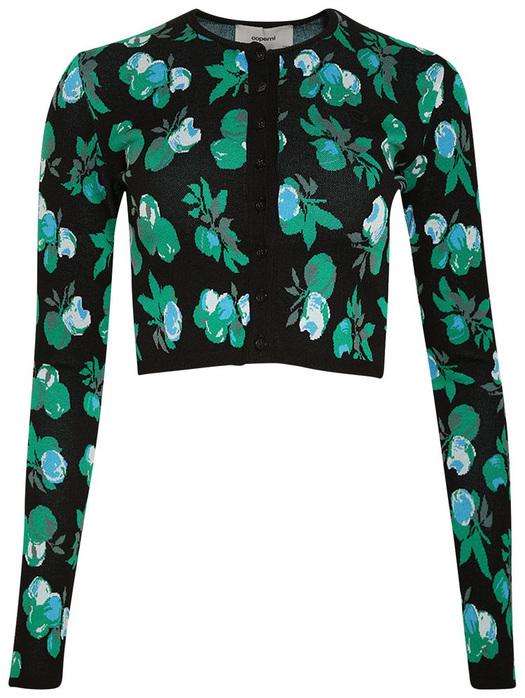 Coperni Jacquard Knitted Cardigan Blue