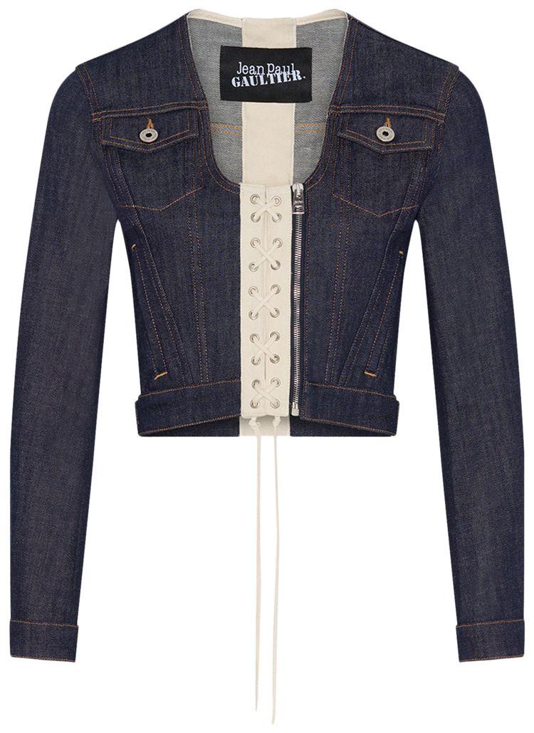 Jean Paul Gaultier Denim Jacket With Lacing Detail IndigoBeige