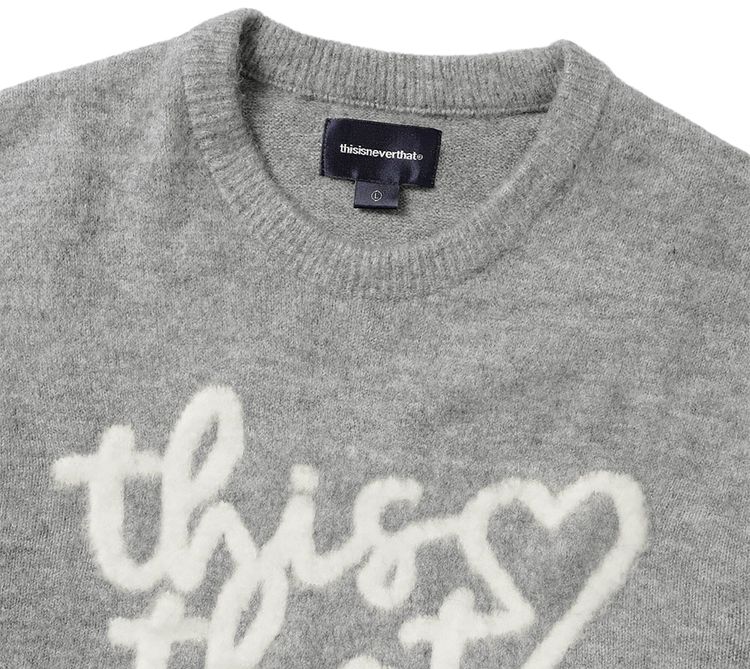 thisisneverthat Heart Logo Knit Sweater Heather Grey