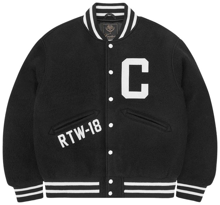 Corteiz Casentino Wool Varsity Jacket Black
