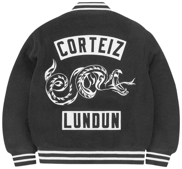 Corteiz Casentino Wool Varsity Jacket Black