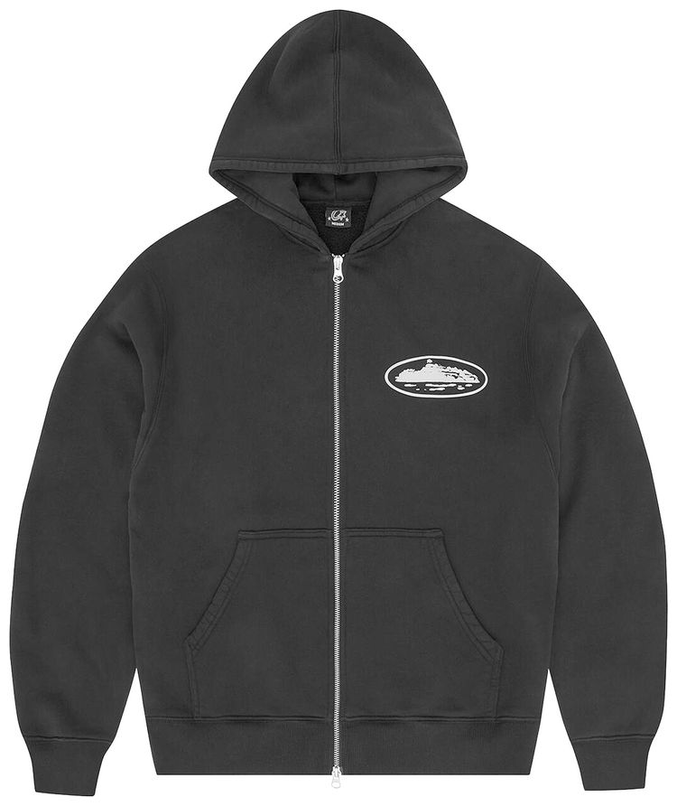 Corteiz Island Puff Print Zip Hoodie Black