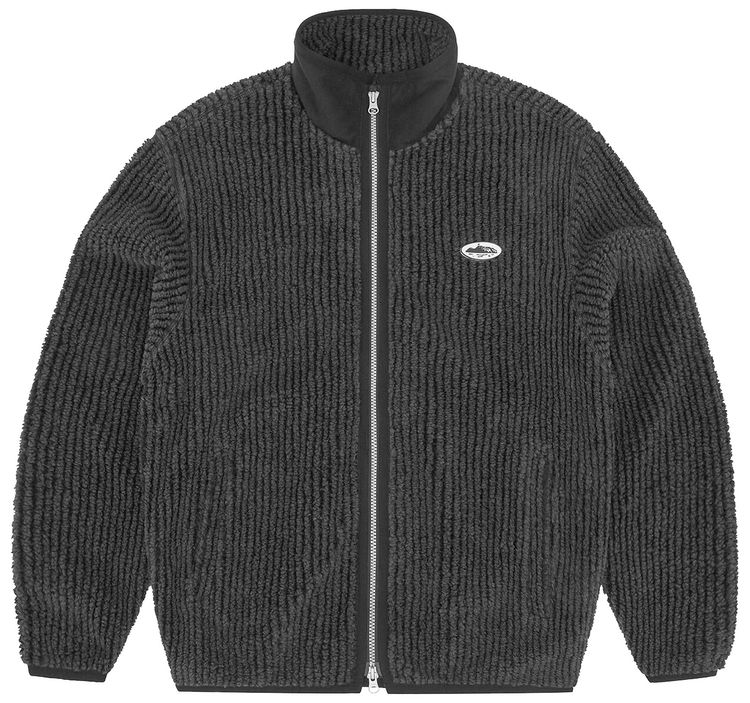 Corteiz Two Tone Sherpa Fleece Jacket BlackGrey
