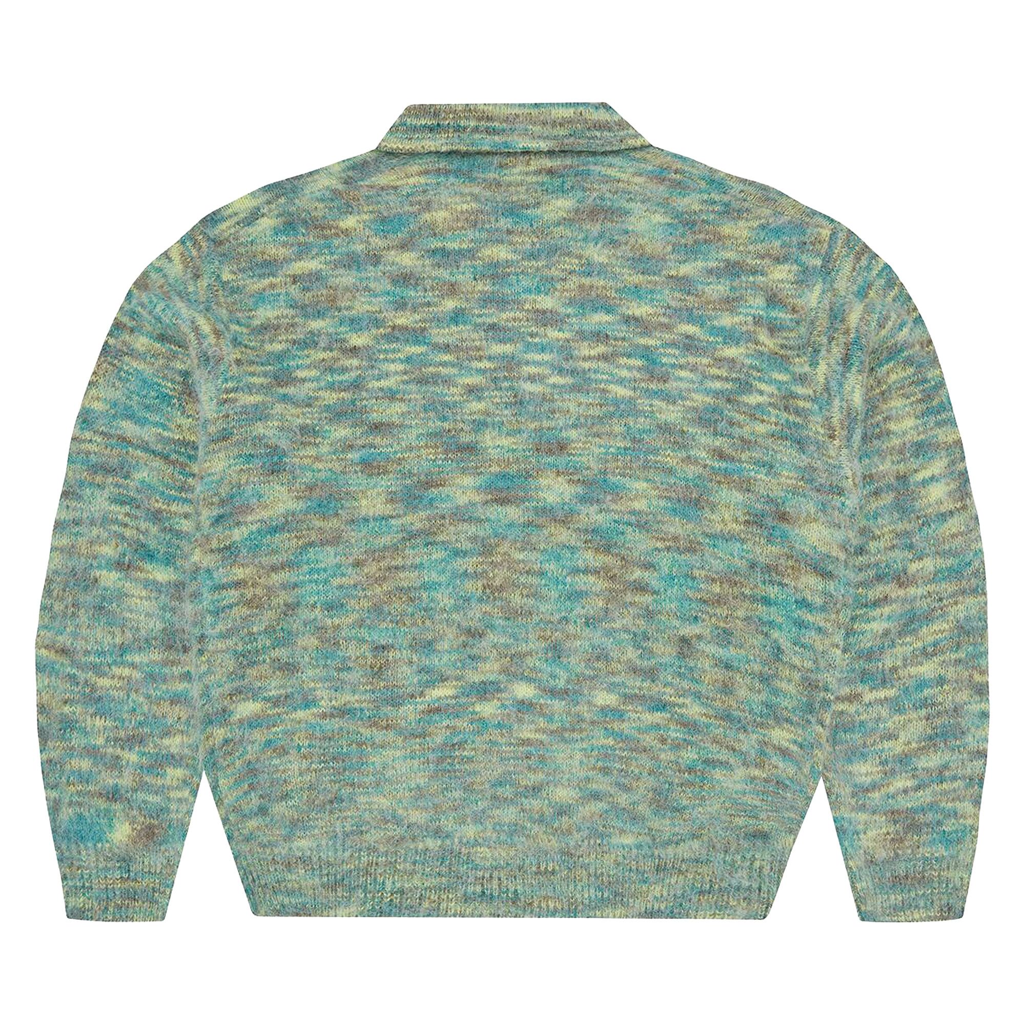 Buy Corteiz Mixed Knit Half Zip 'Green Melange' - 07892