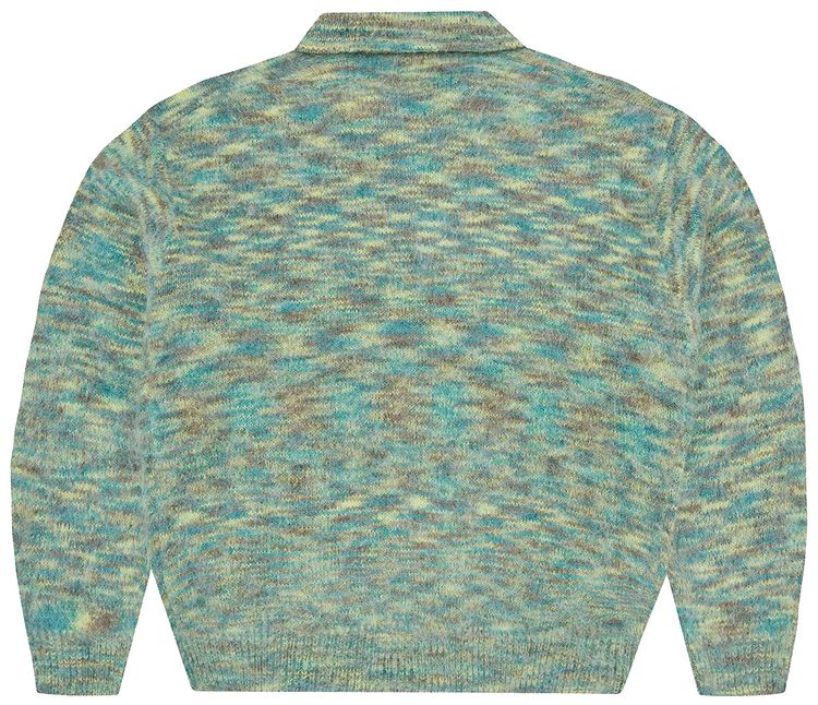 Corteiz Mixed Knit Half Zip Green Melange