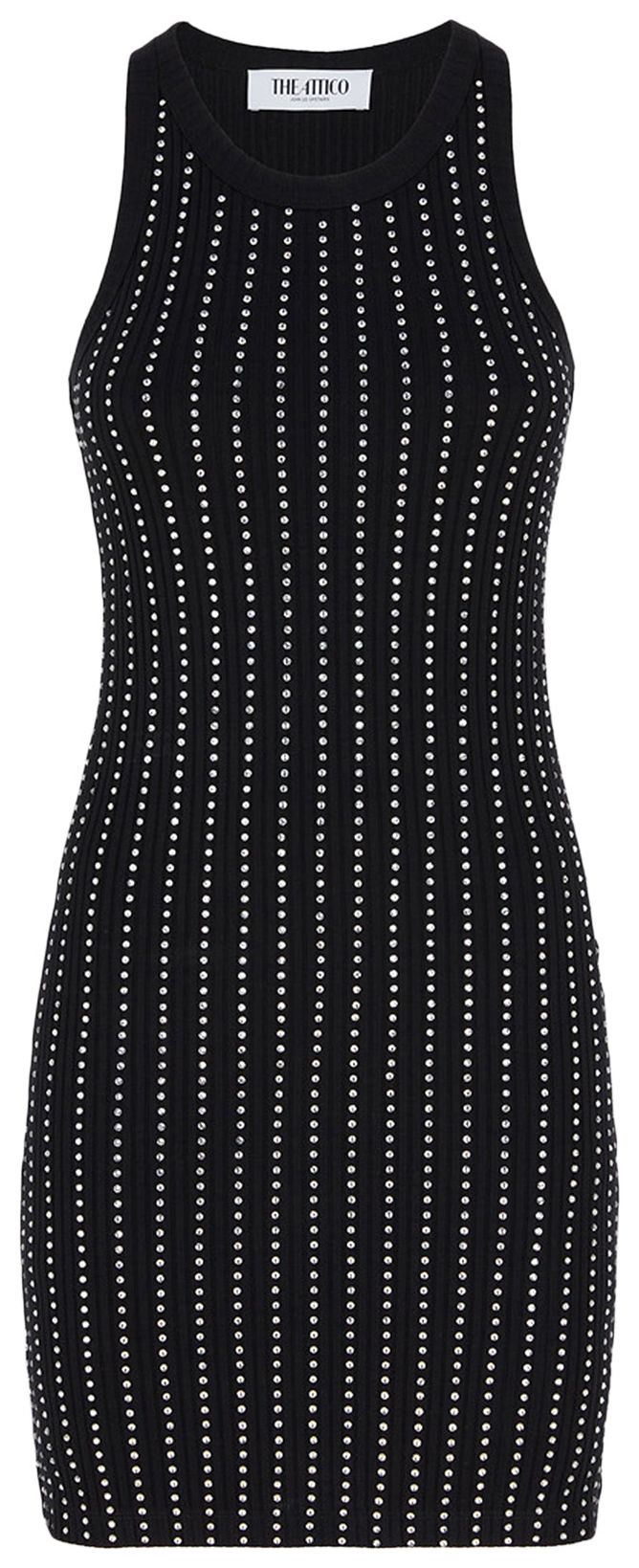 The Attico Sleeveless Crystal Midi Dress Black
