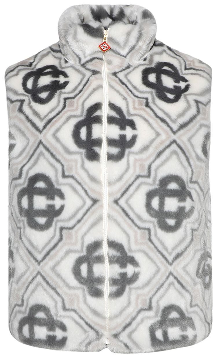 Casablanca Faux Fur Monogram Gilet Grey Diamond Monogram
