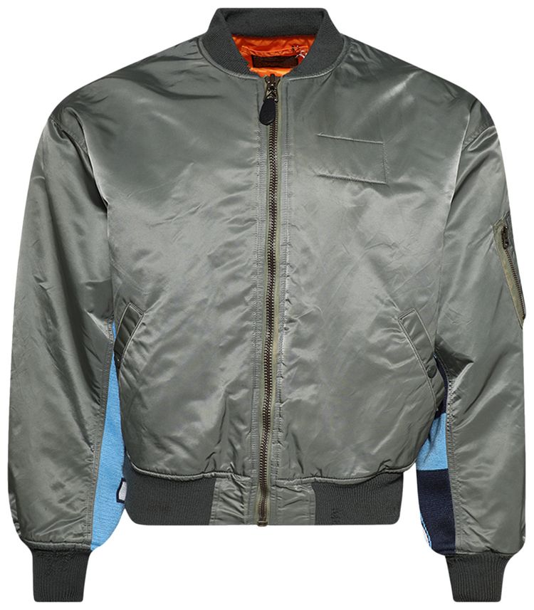 SAINT Mxxxxxx Contrasting Sleeves Bomber Jacket Khaki