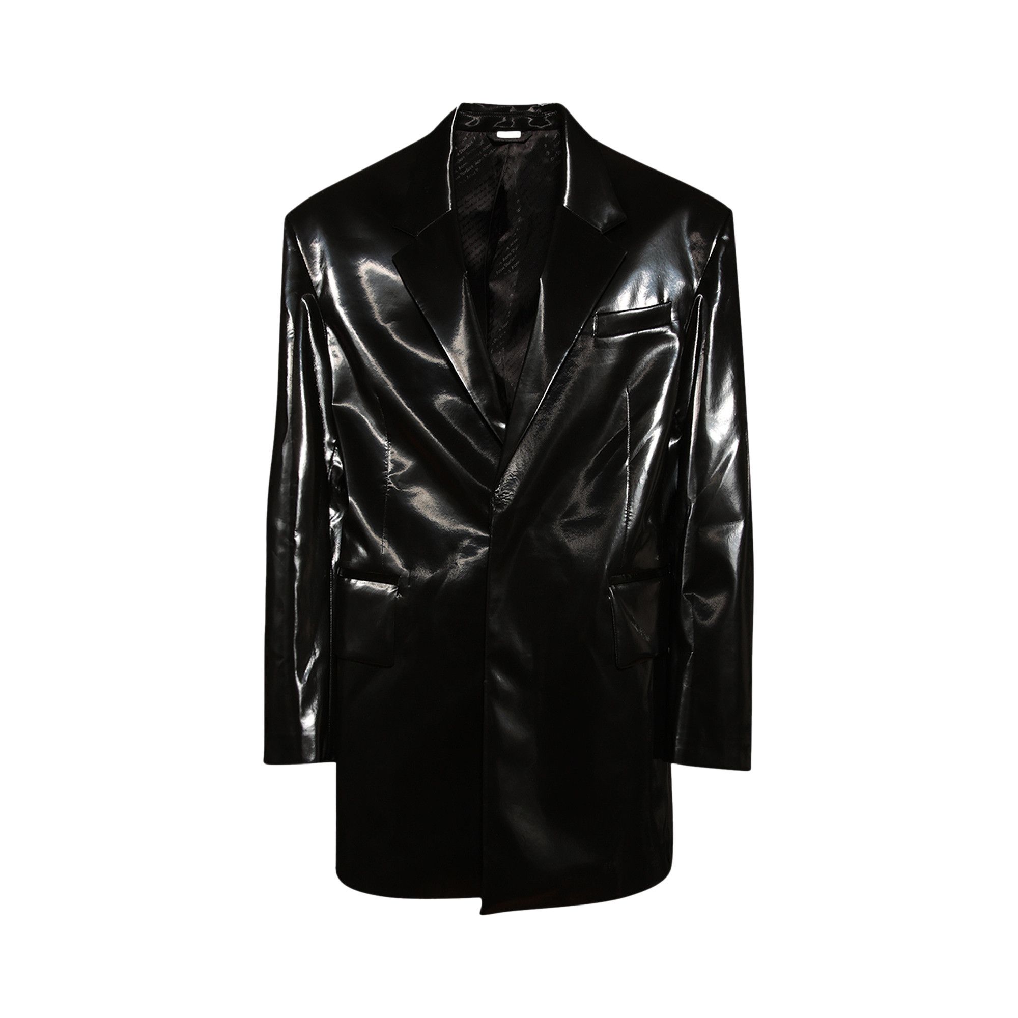 Buy Acne Studios Single Breasted Glossed Overcoat 'Black' - B90813