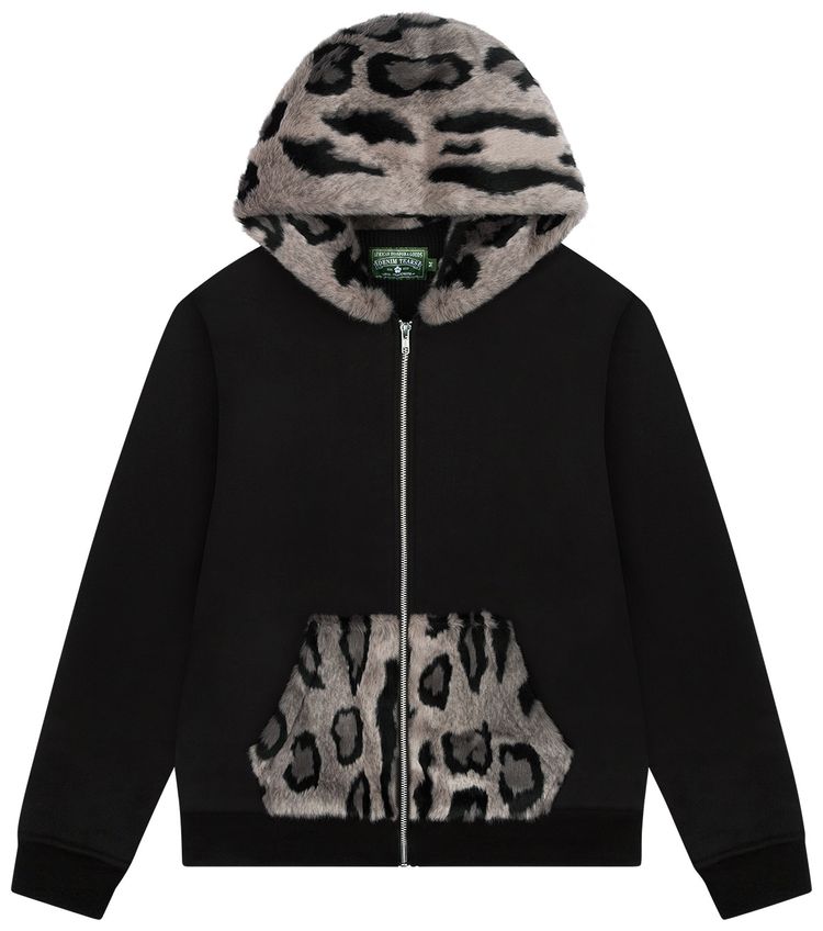 Denim Tears Panther Print Fur Hoodie Black