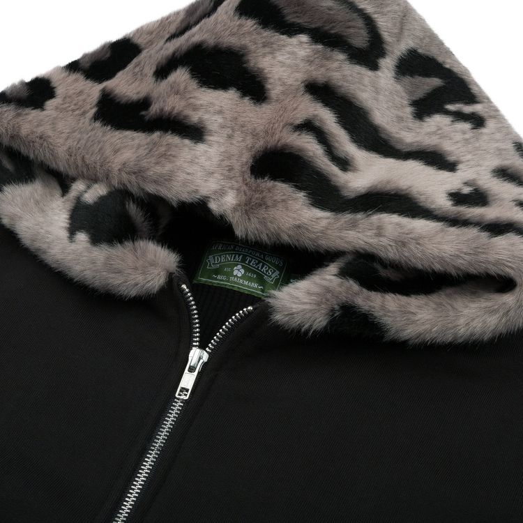 Denim Tears Panther Print Fur Hoodie Black