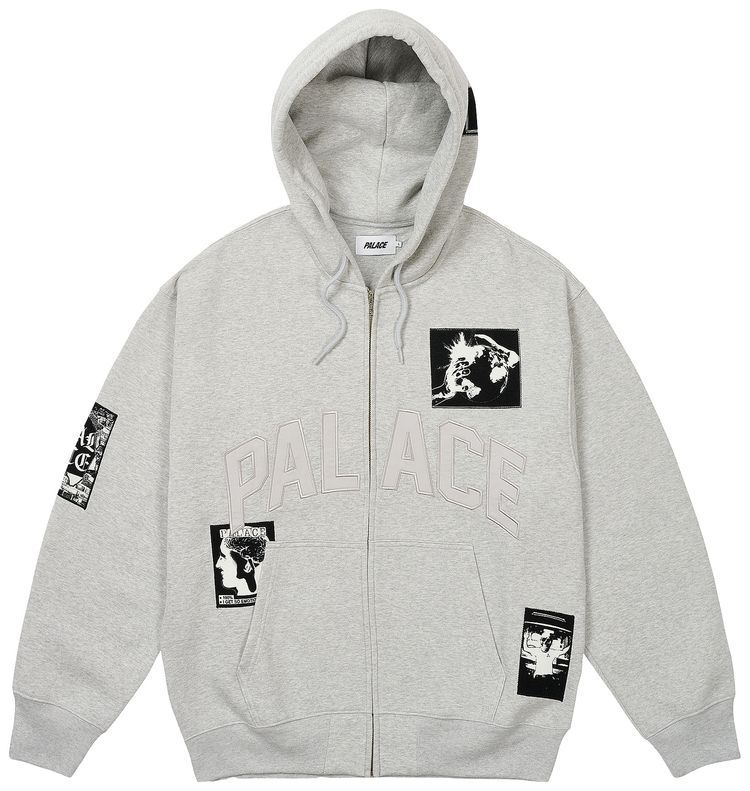 Palace Patch Up Zip Hood Grey Marl