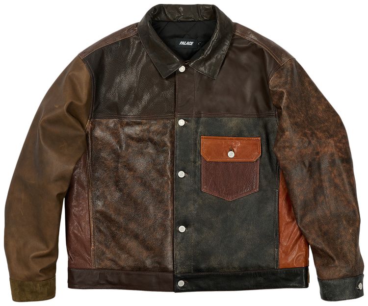 Palace Patchy Leather Jacket Multicolor