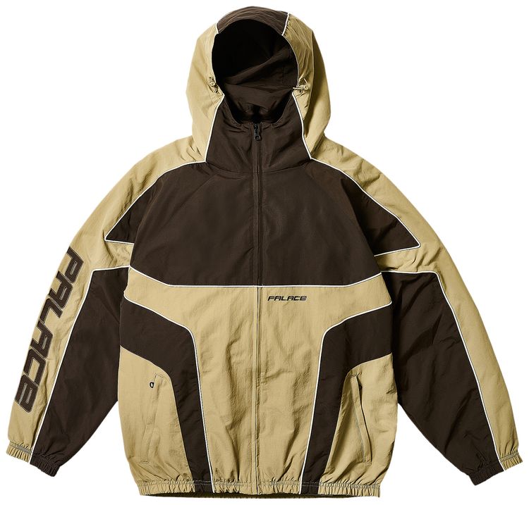 Palace Piped Hooded Shell Jacket Brown