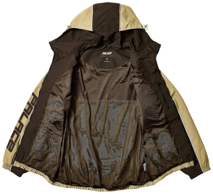 Palace Piped Hooded Shell Jacket Brown