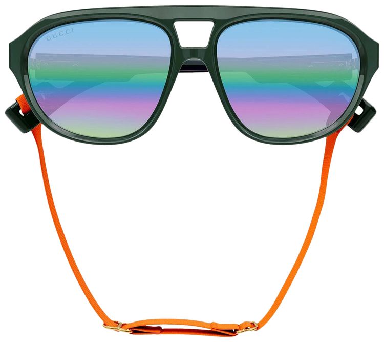 Gucci Aviator Style Sunglasses GreenGrey