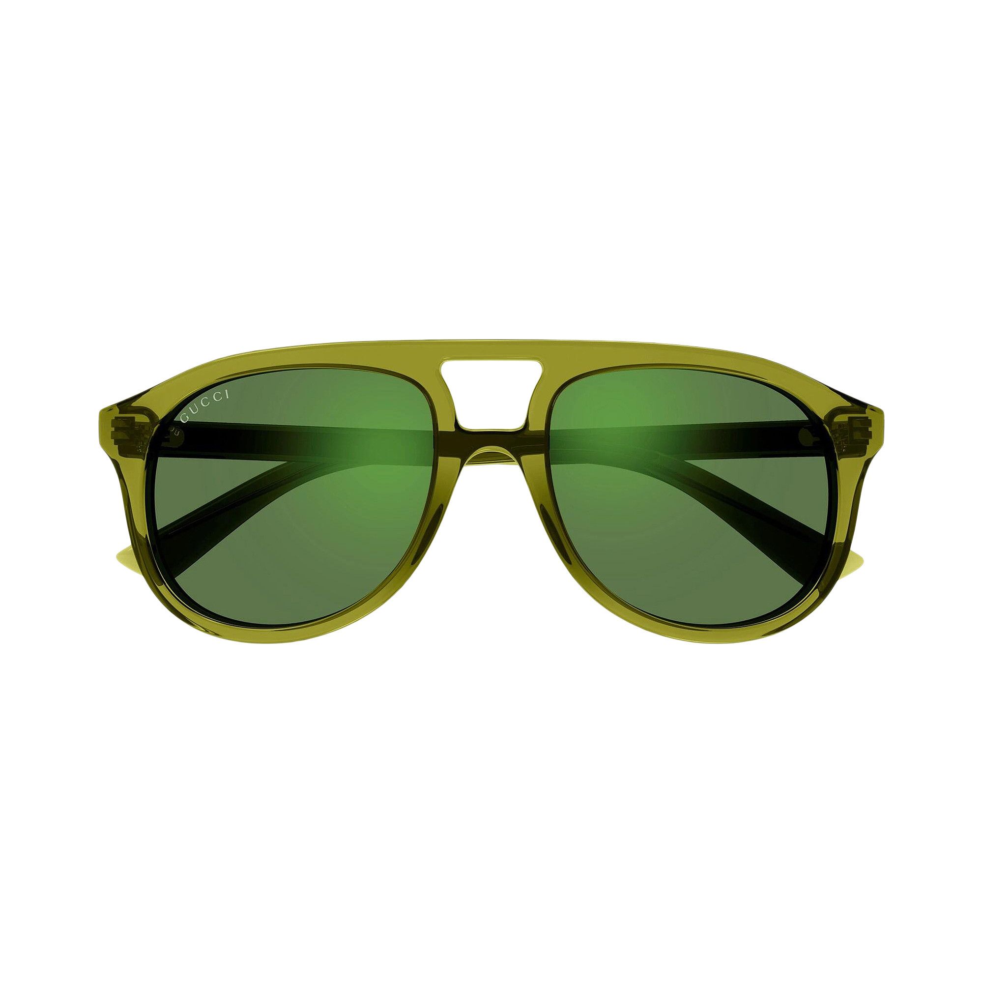GUCCI グリーンレッド アビエータサングラス Aviator metal sunglasses in gold metal | GUCCI® US