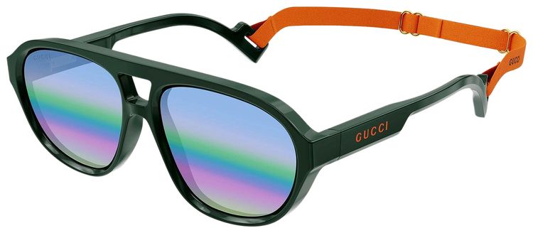 Gucci Aviator Style Sunglasses GreenGrey