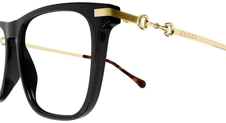 Gucci Square Glasses BlackGoldTransparent