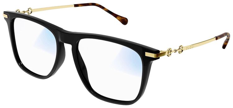 Gucci Square Glasses BlackGoldTransparent