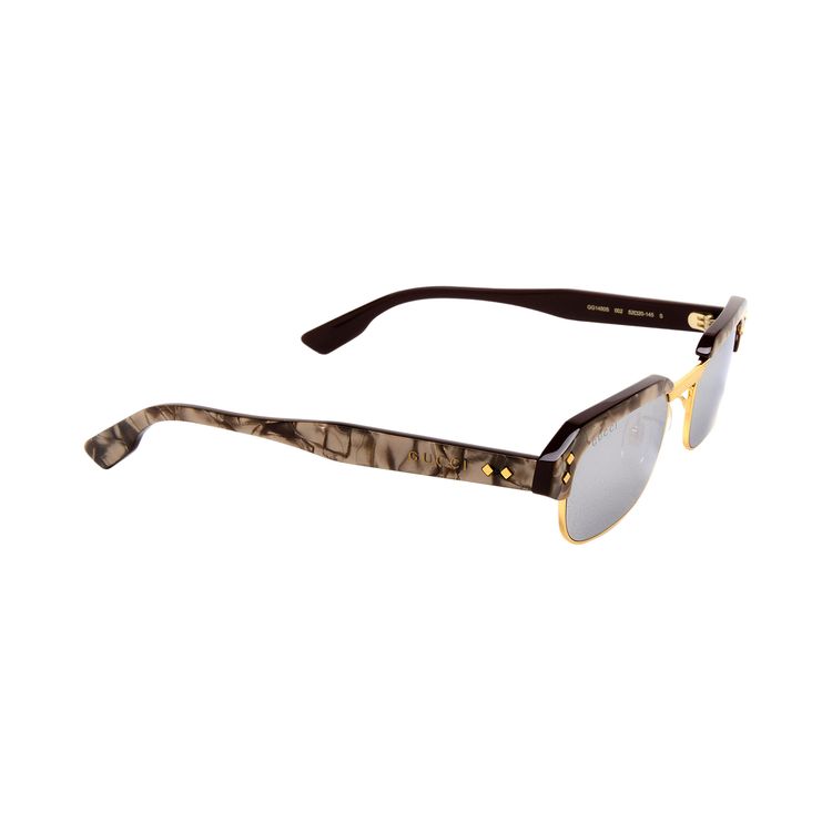 Gucci Rectangular Frame Sunglasses BrownSilver