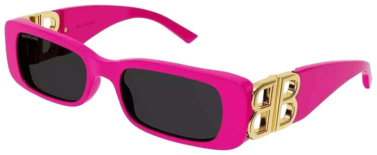 Balenciaga Rectangular Frame Sunglasses PinkGoldGrey