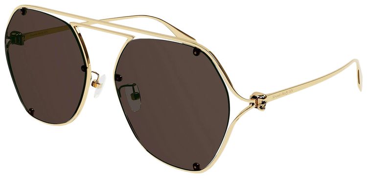 Alexander McQueen Aviator Sunglasses GoldBrown