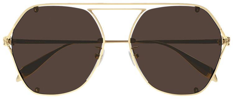 Alexander McQueen Aviator Sunglasses GoldBrown