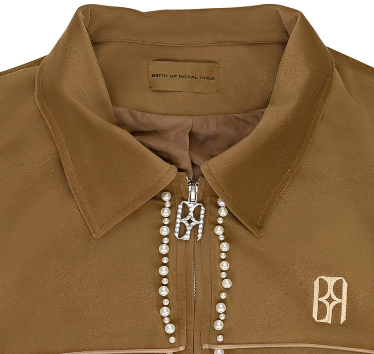 Birth Of Royal Child Flame Pearl Velvet Work Jacket Brown