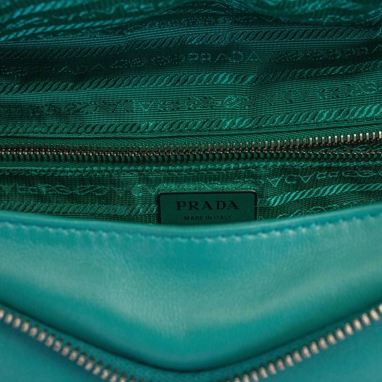 Prada Signaux Nappa Leather Shoulder Bag Blue