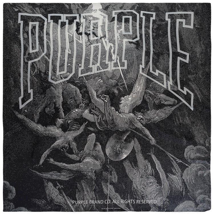 PURPLE BRAND Silk Square Scarves Black