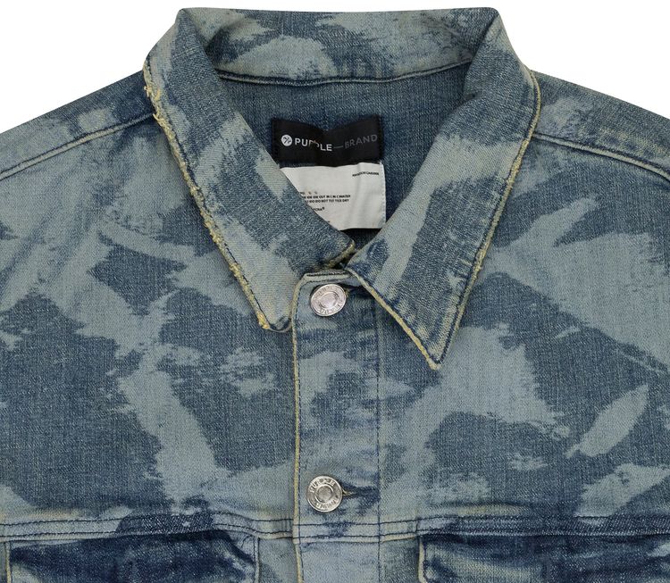 PURPLE BRAND Laser Wrinkled Denim Jacket Indigo