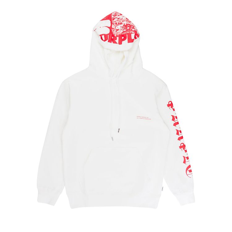 PURPLE BRAND French Terry Pullover Hoodie White