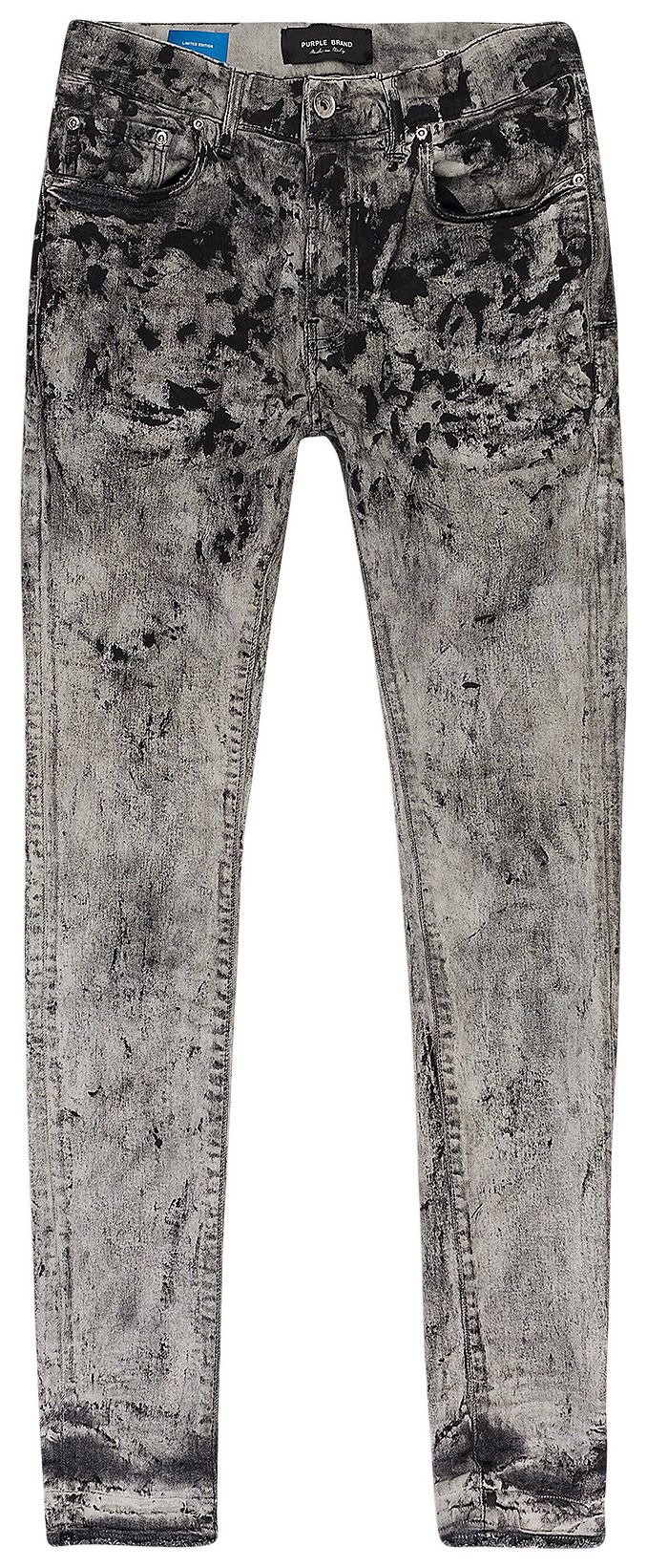 PURPLE BRAND Bleach Dipped Paint Skinny Jeans Black