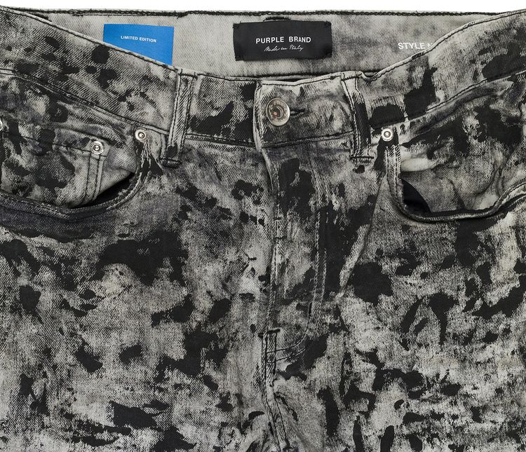 PURPLE BRAND Bleach Dipped Paint Skinny Jeans Black