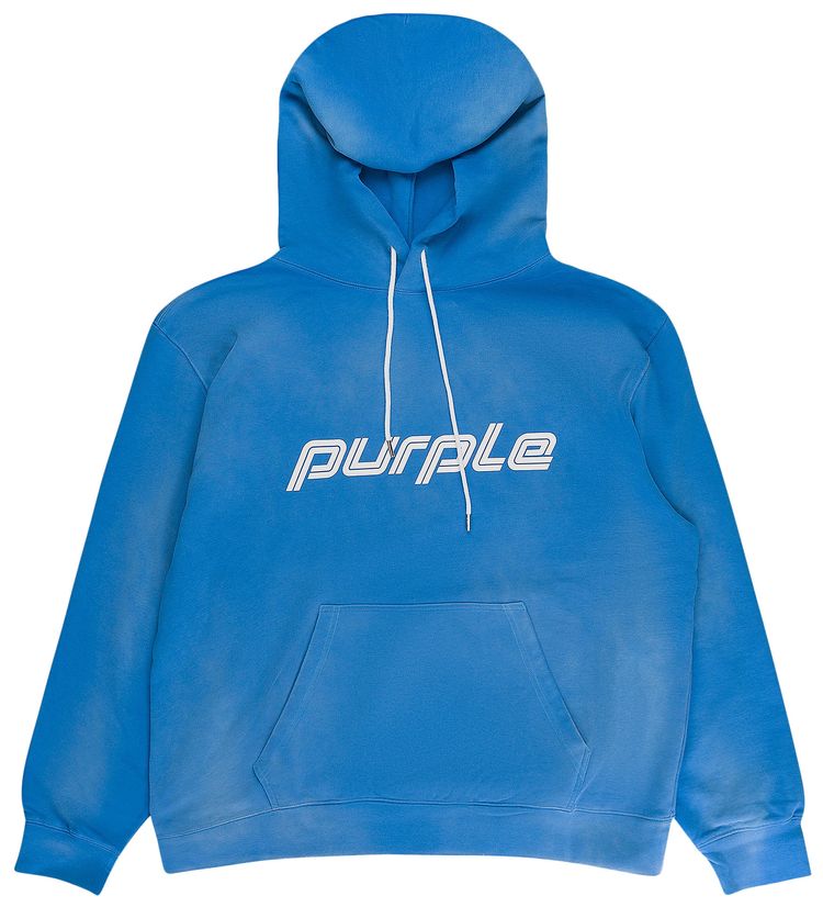 PURPLE BRAND French Terry Pullover Hoodie Blue