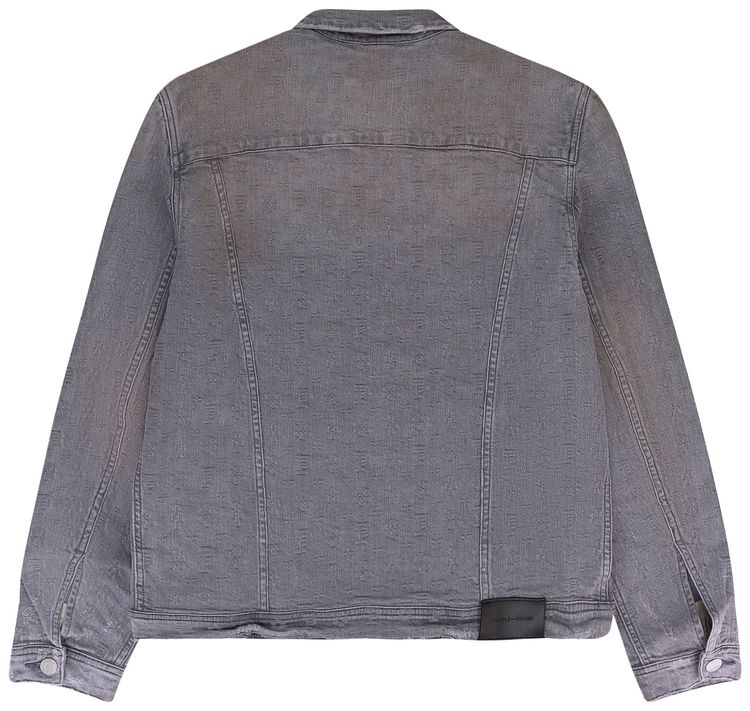 PURPLE BRAND Washed Jacquard Trucker Denim Jacket Grey