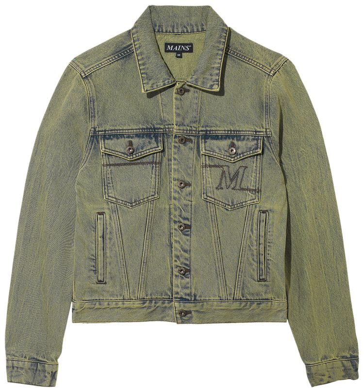 MAINS Washed Denim Jacket Green