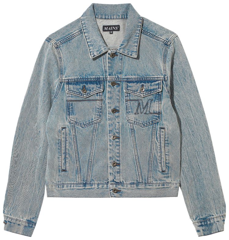 MAINS Washed Denim Jacket Blue