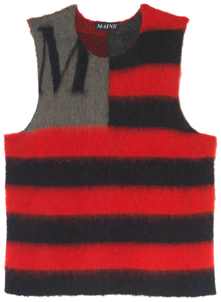 MAINS Mohair Flag Vest BlackRed