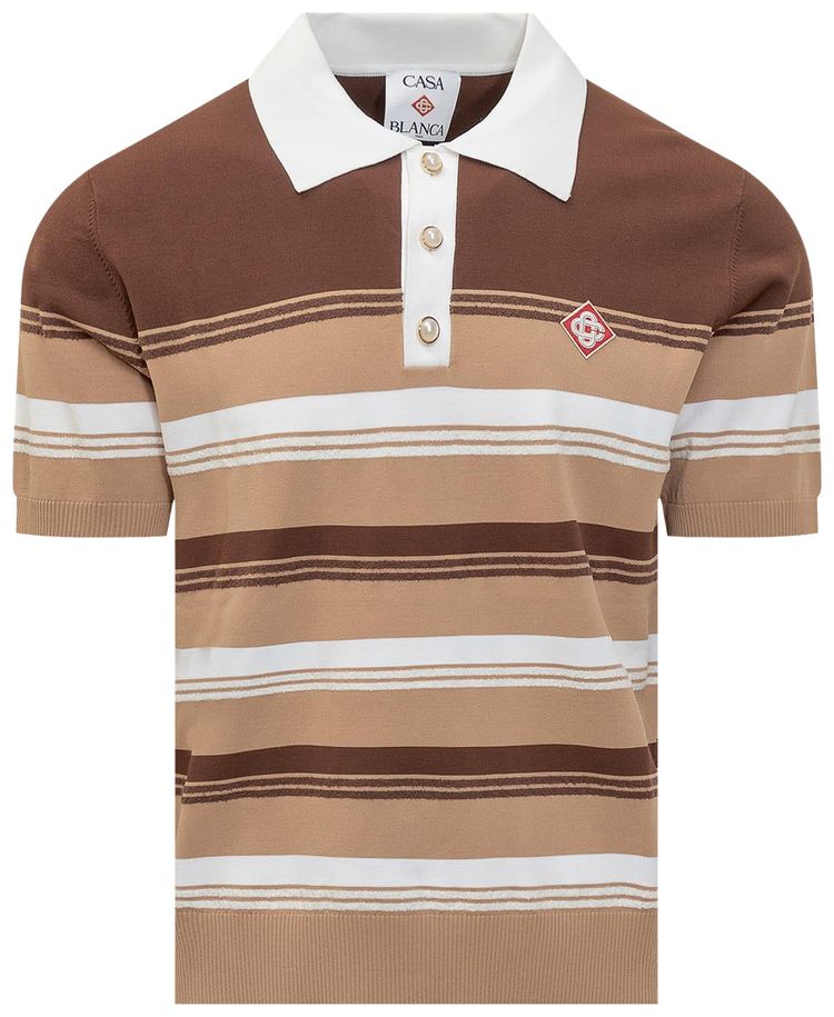 Casablanca Chicano Striped Polo BeigeBrown