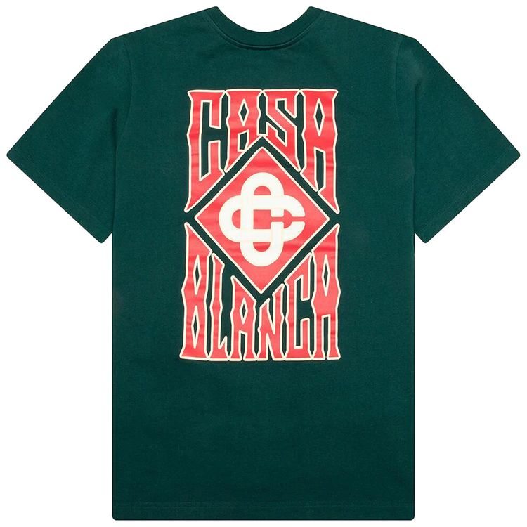 Casablanca Gothic Stacked Logo Screen Printed T Shirt Green