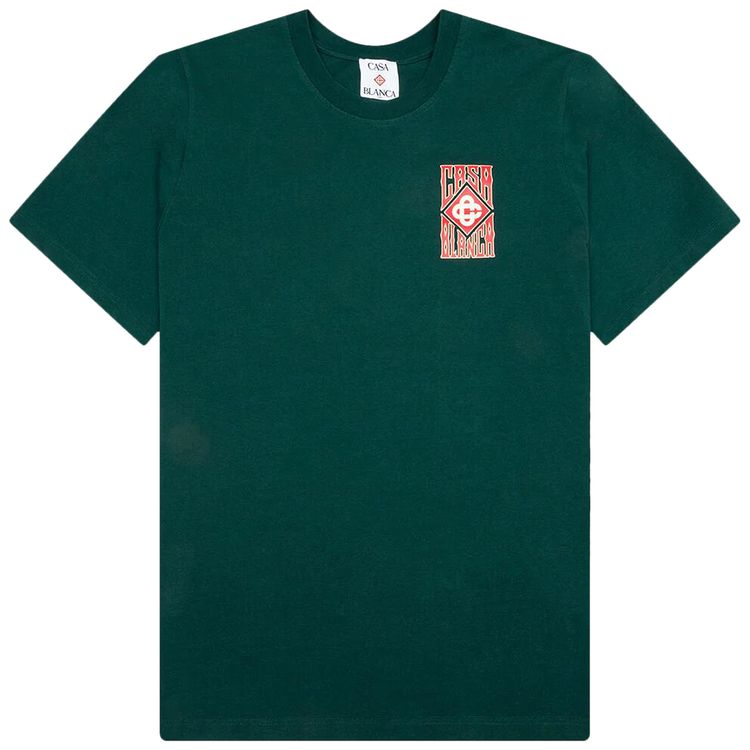 Casablanca Gothic Stacked Logo Screen Printed T Shirt Green