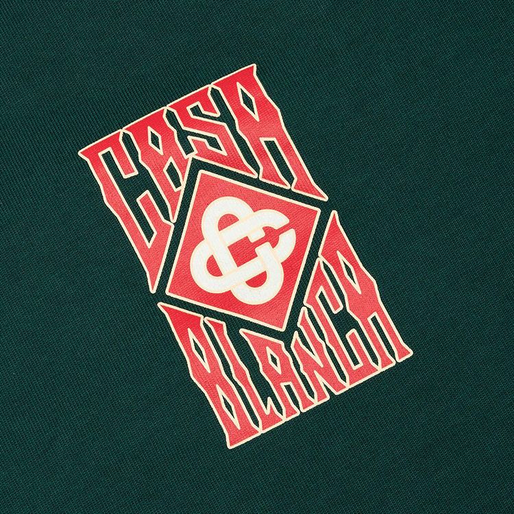 Casablanca Gothic Stacked Logo Screen Printed T Shirt Green
