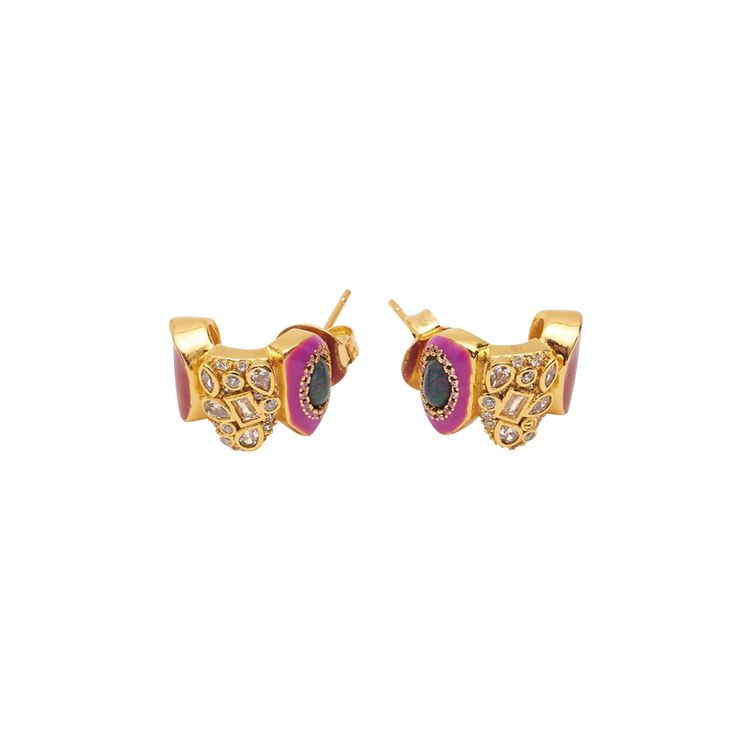 Medea Erin Taylor Earrings With Enamel PurpleRed