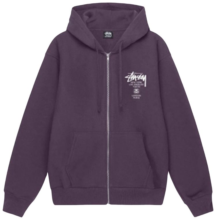 Stussy x Dover Street Market World Tour Zip Hoodie Grape